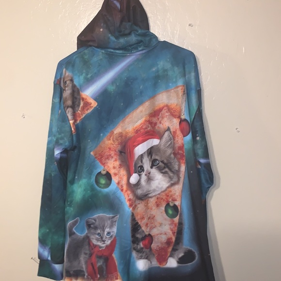 Rage On Size XL Cat Pizza Christmas Union Suit jumpsuit pajamas sleeper - Picture 6 of 7